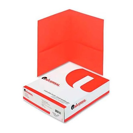 Universal Two-Pocket Portfolio, Embossed Leather Grain Paper, Red, 25/Box UNV56611***